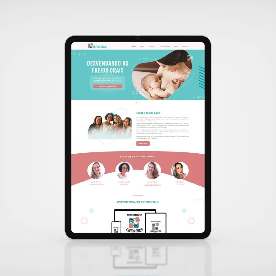 Site da Freios Orais aberto em um tablet